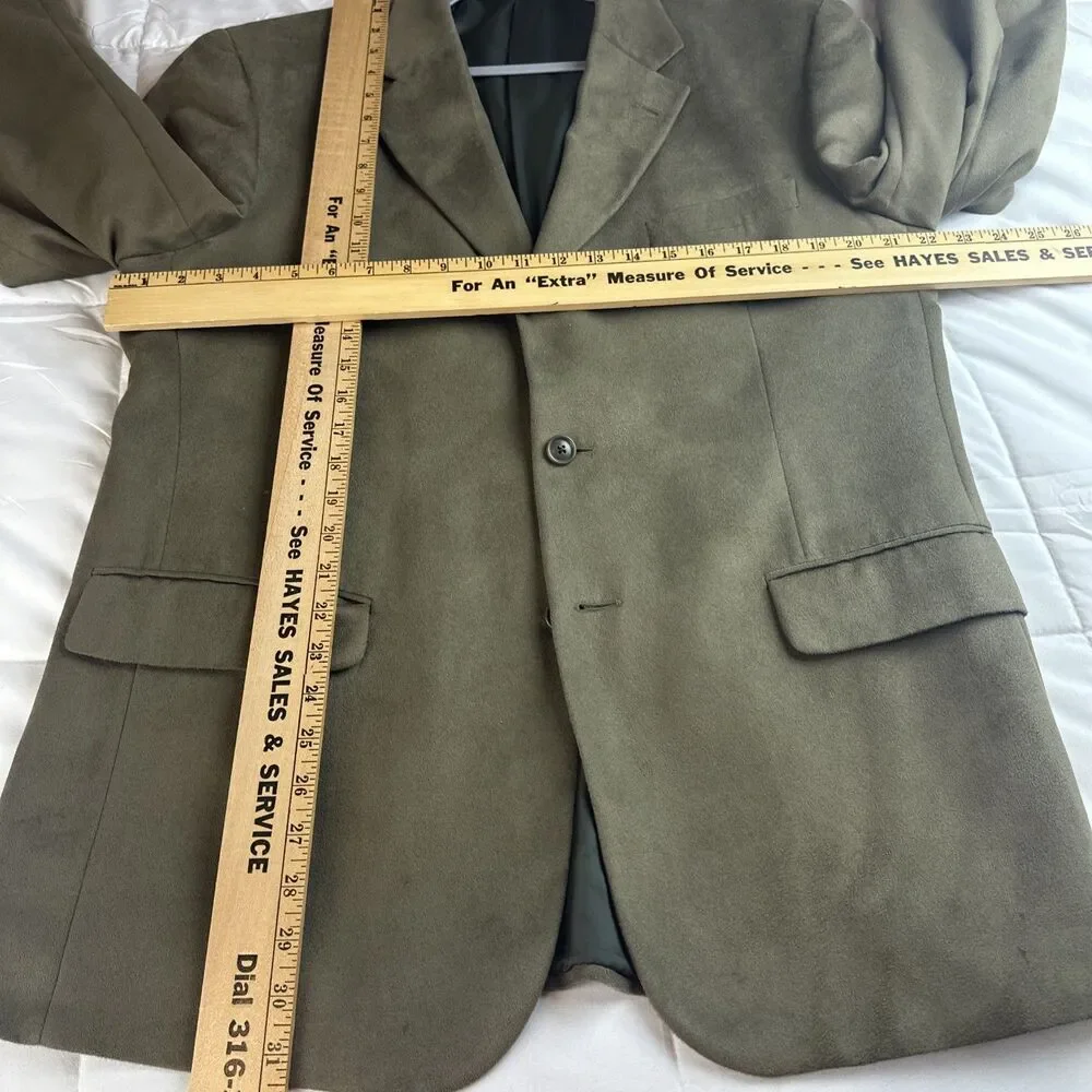 Alfani Men’s Olive Green Micro Suede Blazer Jacket Size 42 Casual Sport Coat